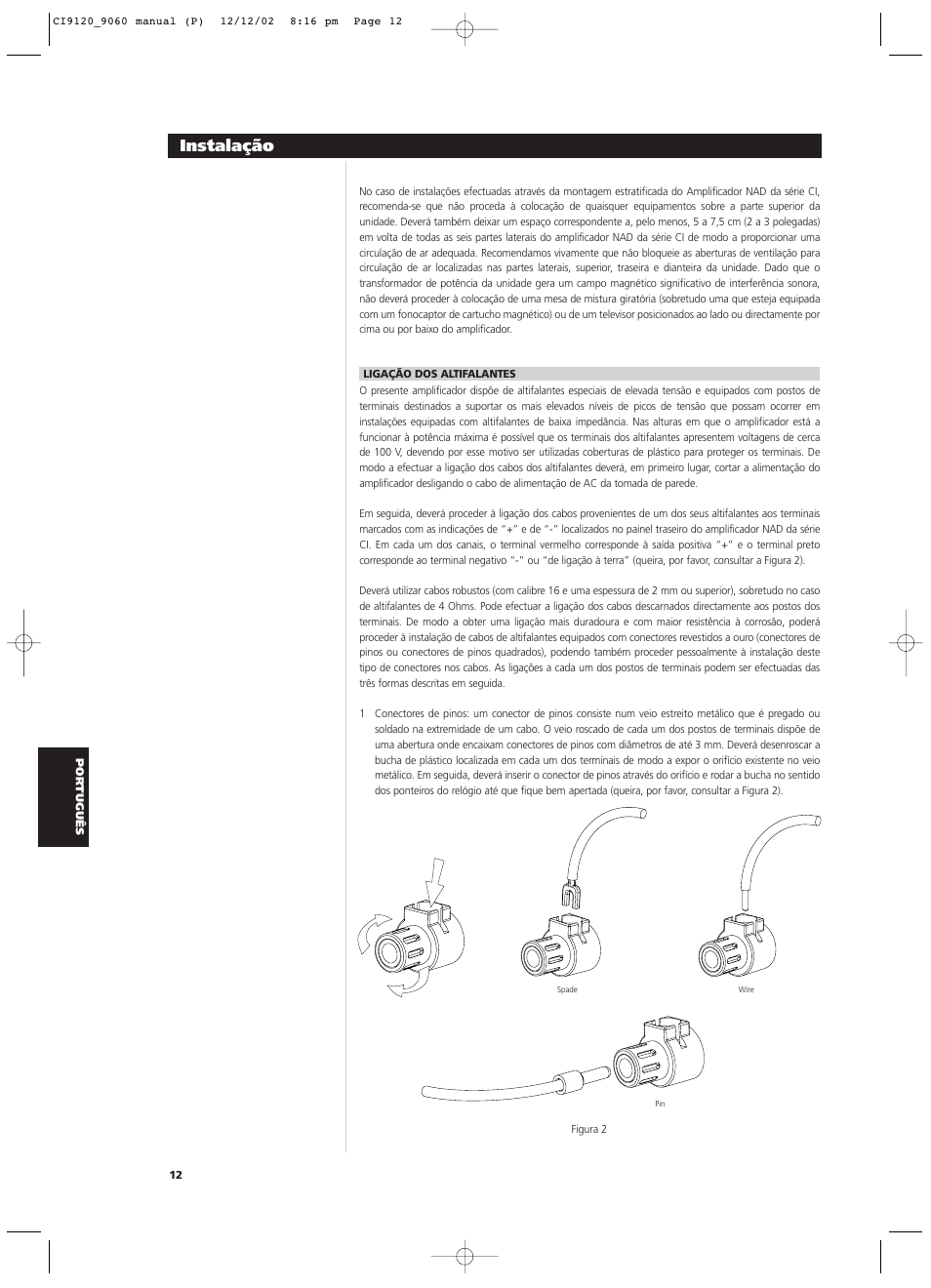 Instalação | NAD CI9060 User Manual | Page 102 / 146