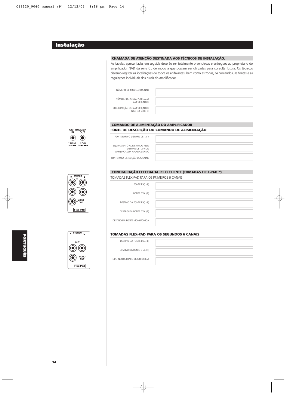 Instalação | NAD CI9060 User Manual | Page 104 / 146