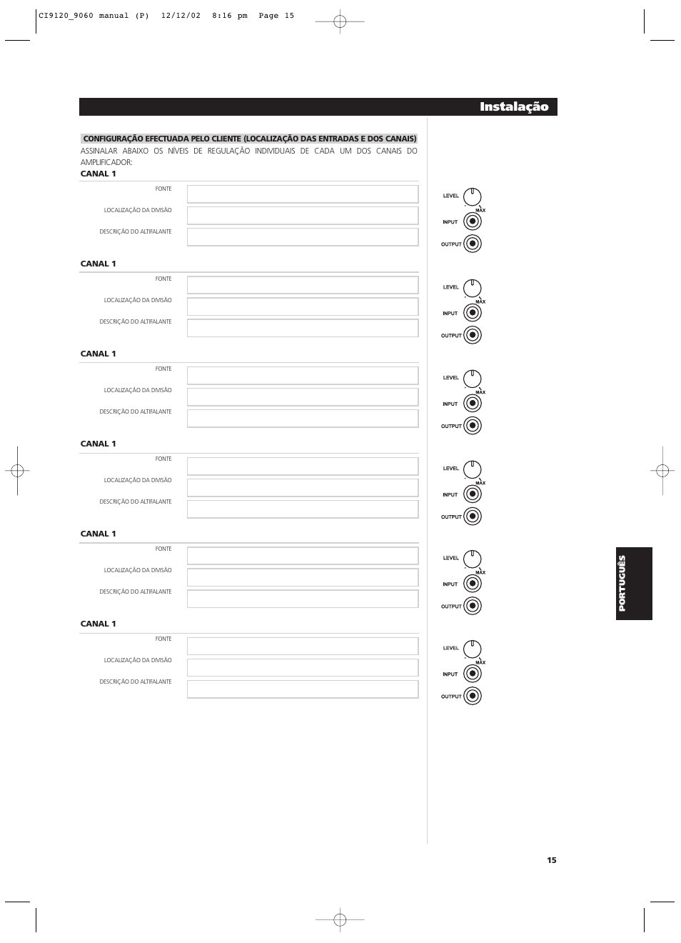 Instalação | NAD CI9060 User Manual | Page 105 / 146