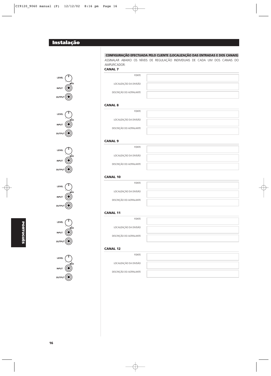 Instalação | NAD CI9060 User Manual | Page 106 / 146