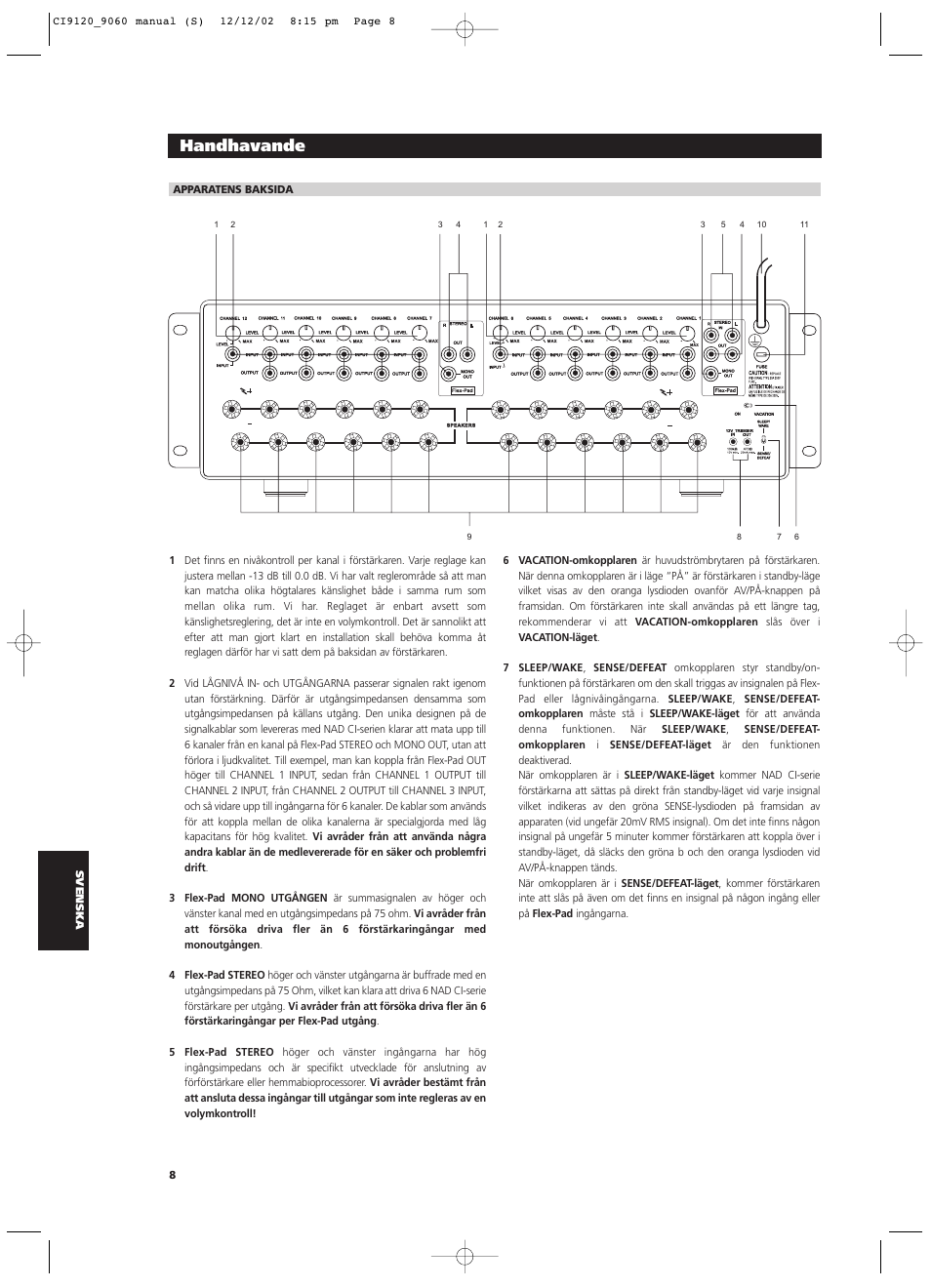 Handhavande | NAD CI9060 User Manual | Page 116 / 146