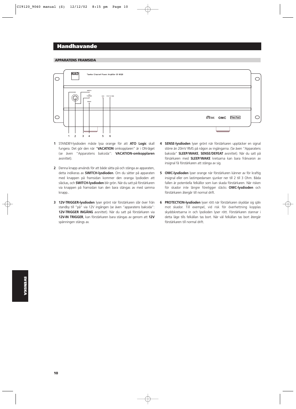 Handhavande | NAD CI9060 User Manual | Page 118 / 146