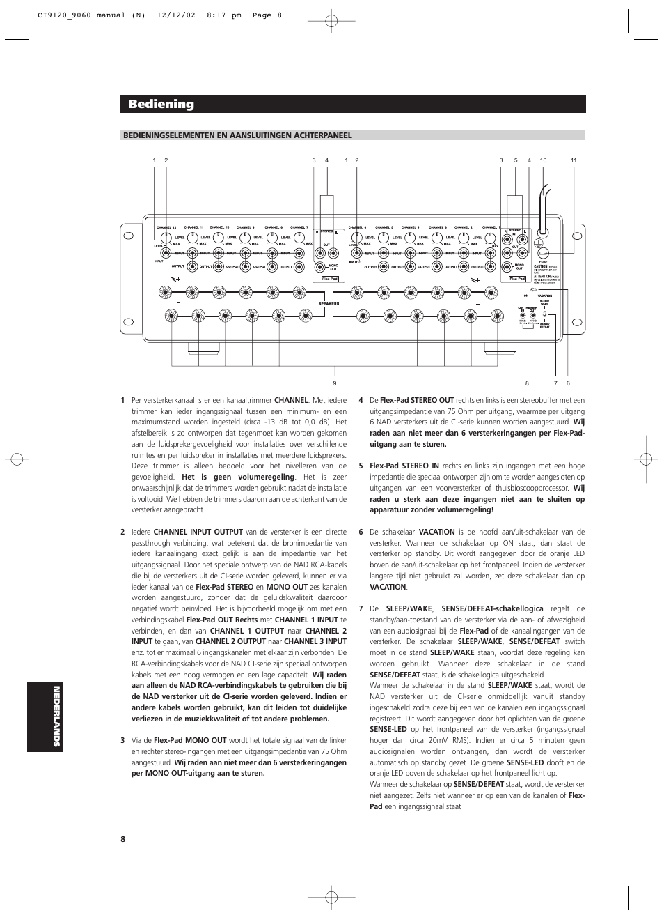 Bediening | NAD CI9060 User Manual | Page 134 / 146