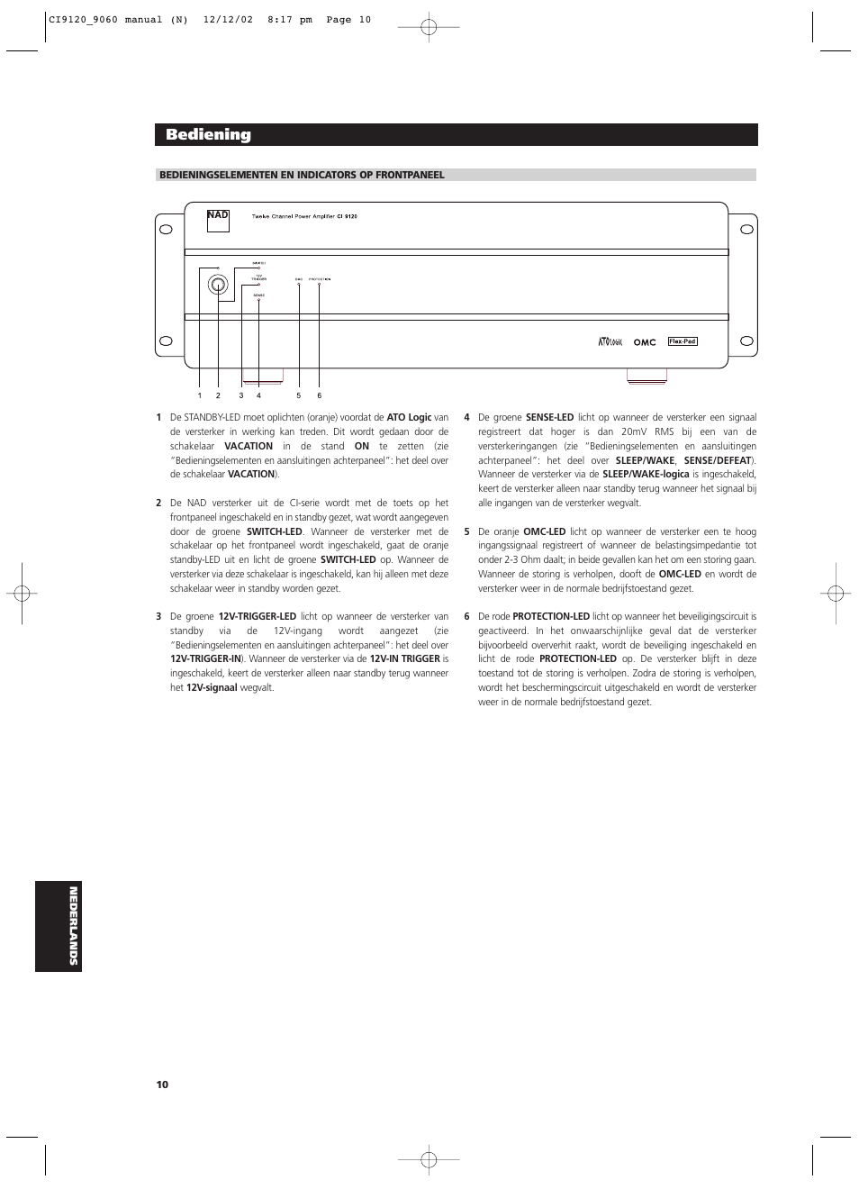 Bediening | NAD CI9060 User Manual | Page 136 / 146