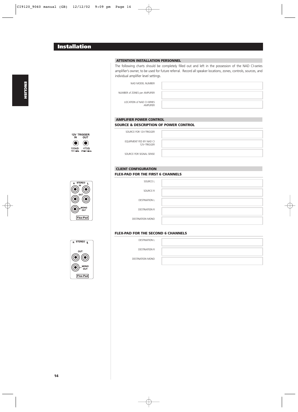 Installation | NAD CI9060 User Manual | Page 14 / 146