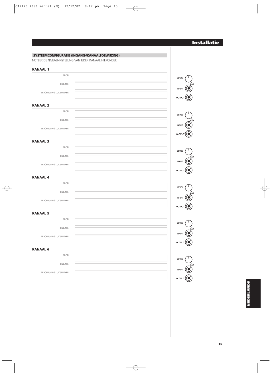 Installatie | NAD CI9060 User Manual | Page 141 / 146