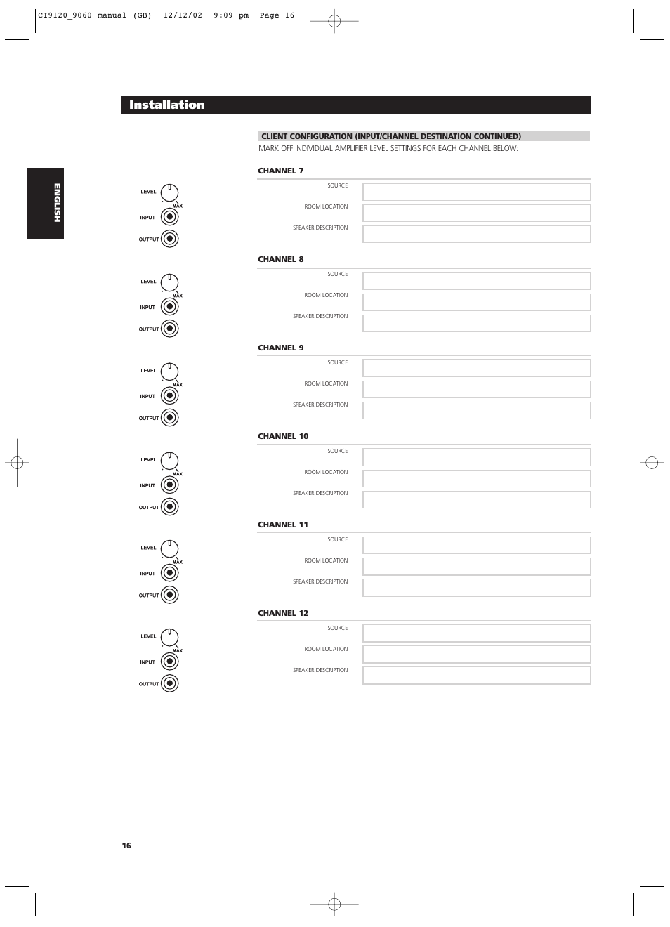 Installation | NAD CI9060 User Manual | Page 16 / 146