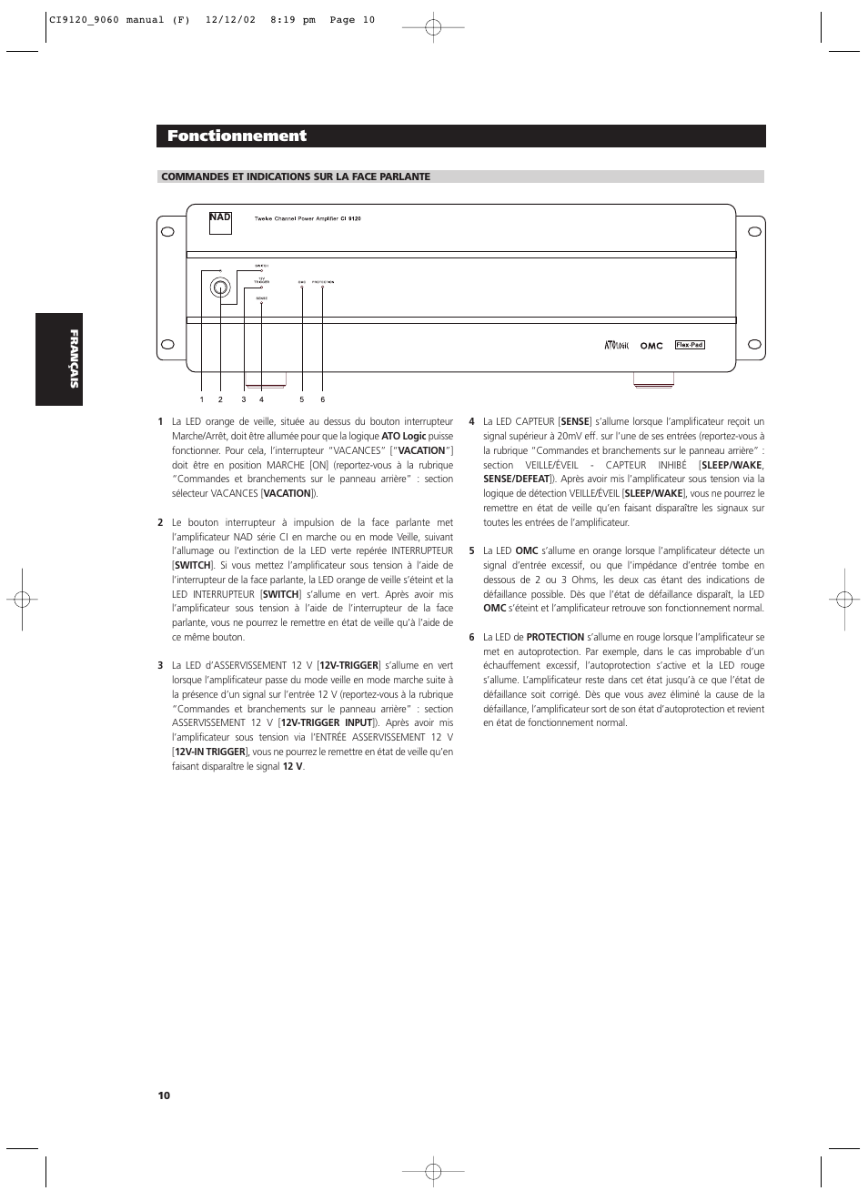 Fonctionnement | NAD CI9060 User Manual | Page 28 / 146