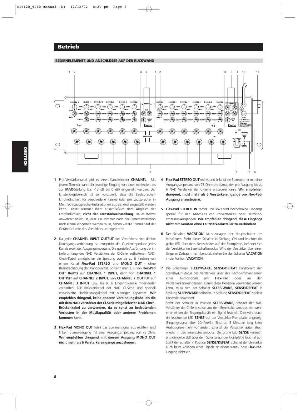 Betrieb | NAD CI9060 User Manual | Page 44 / 146