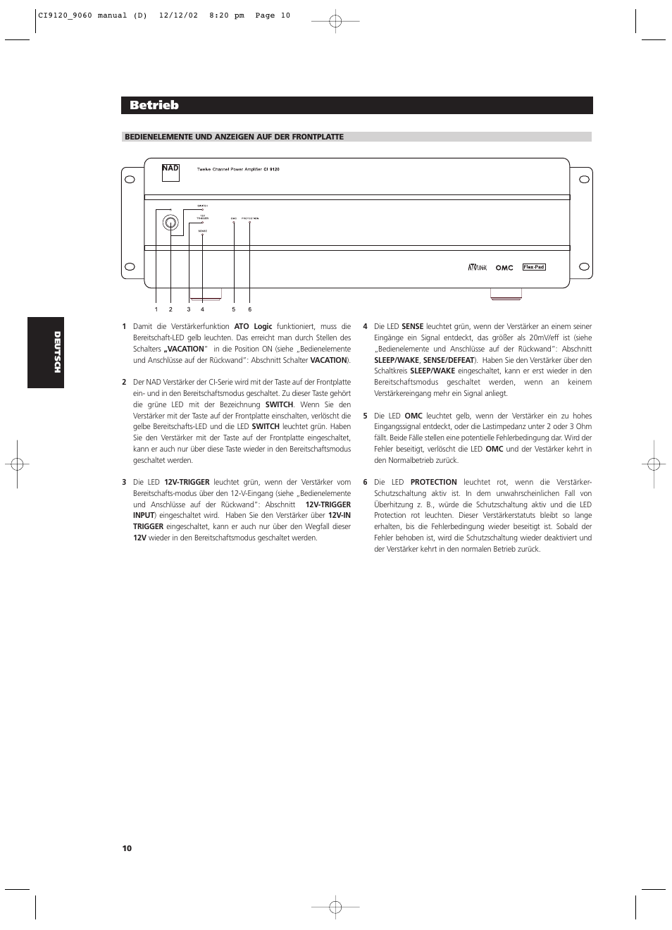 Betrieb | NAD CI9060 User Manual | Page 46 / 146