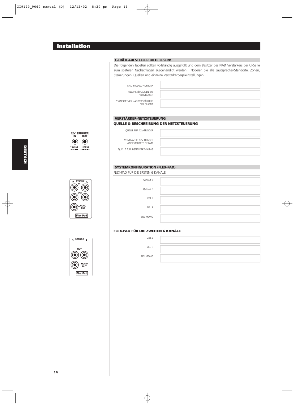 Installation | NAD CI9060 User Manual | Page 50 / 146