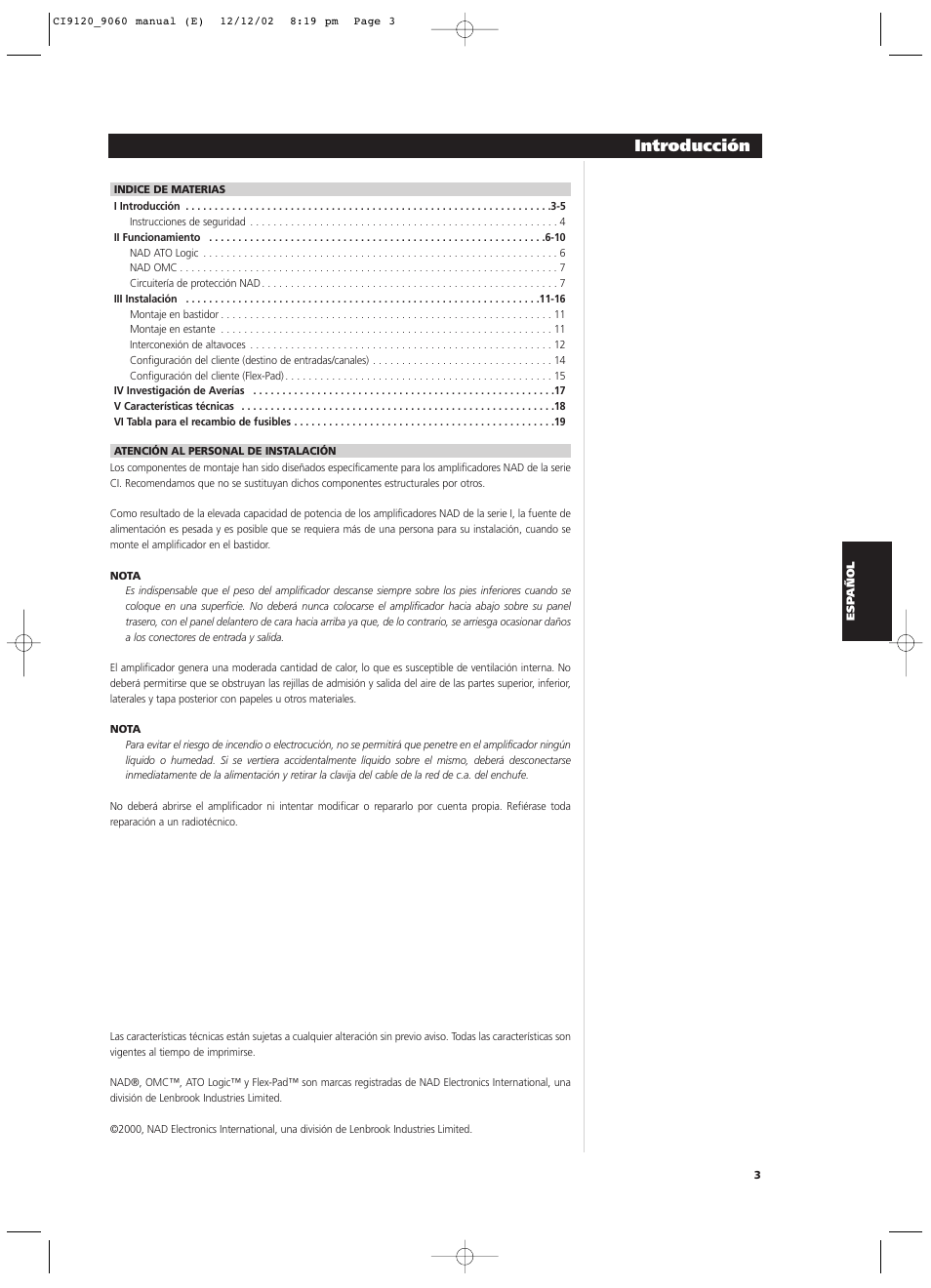 Introducción | NAD CI9060 User Manual | Page 57 / 146