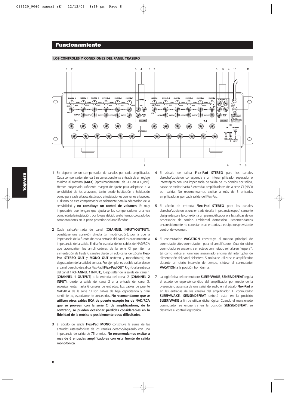 Funcionamiento | NAD CI9060 User Manual | Page 62 / 146