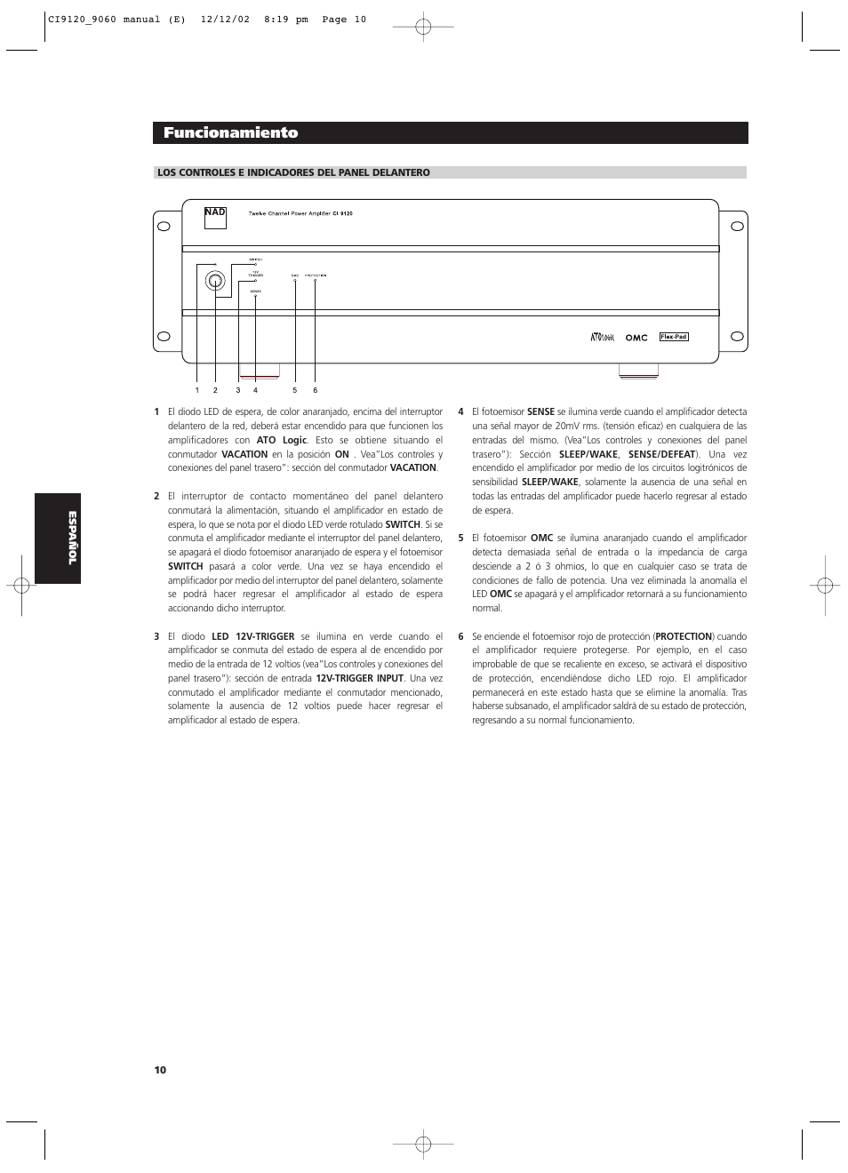 Funcionamiento | NAD CI9060 User Manual | Page 64 / 146