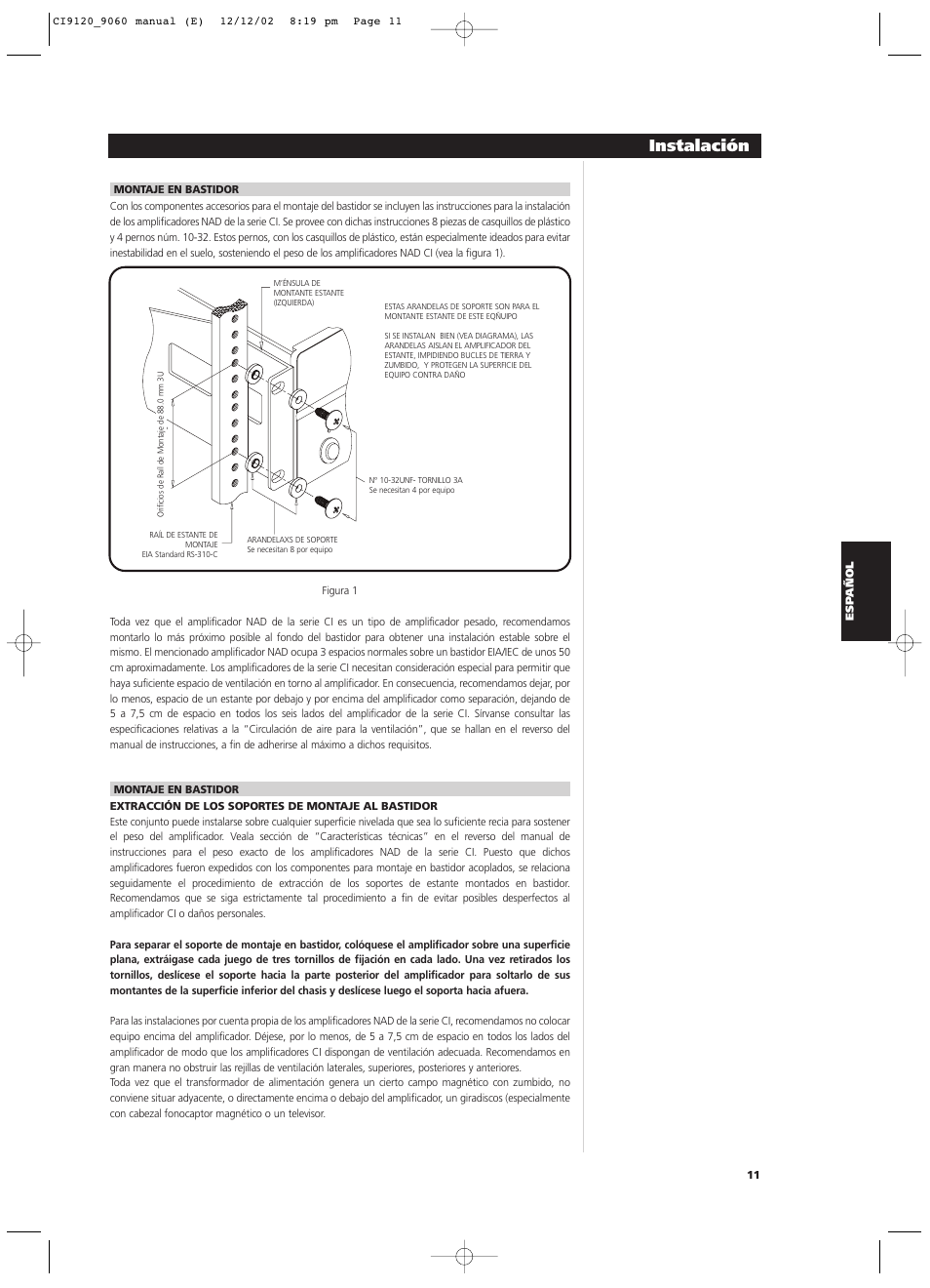 Instalación | NAD CI9060 User Manual | Page 65 / 146