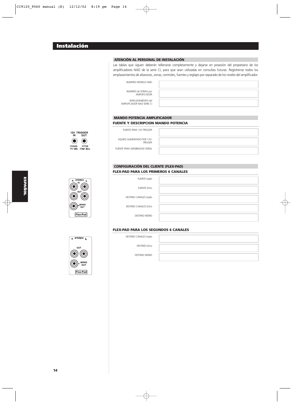 Instalación | NAD CI9060 User Manual | Page 68 / 146