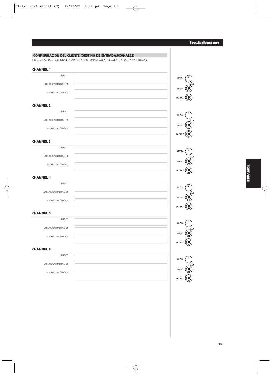 Instalación | NAD CI9060 User Manual | Page 69 / 146