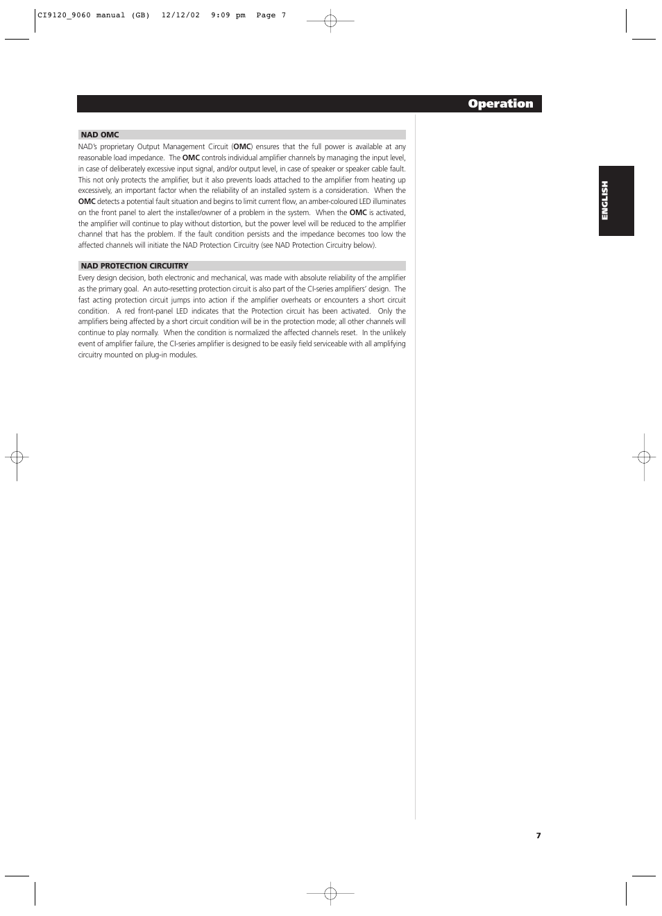 Operation | NAD CI9060 User Manual | Page 7 / 146