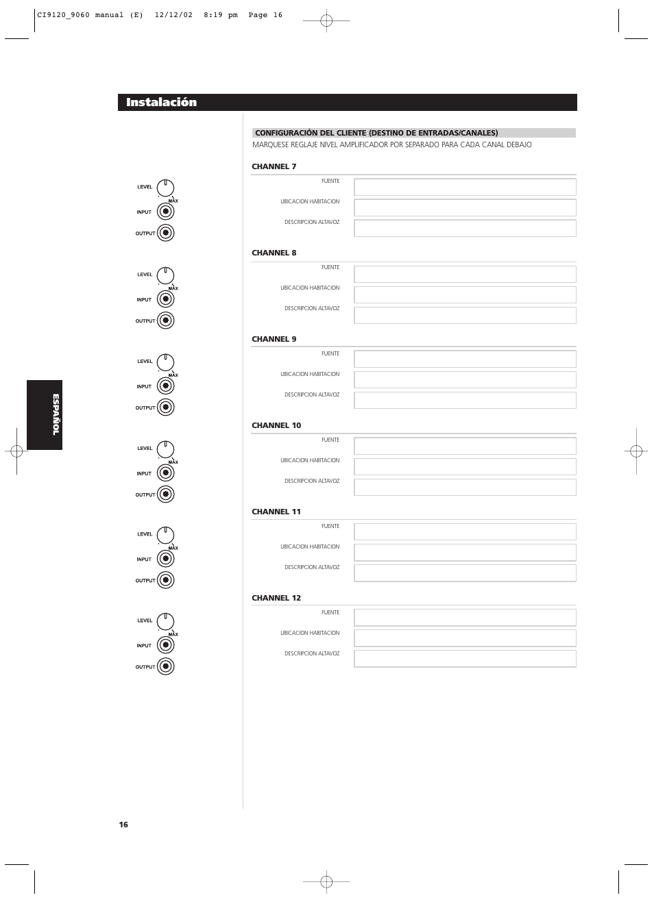 Instalación | NAD CI9060 User Manual | Page 70 / 146