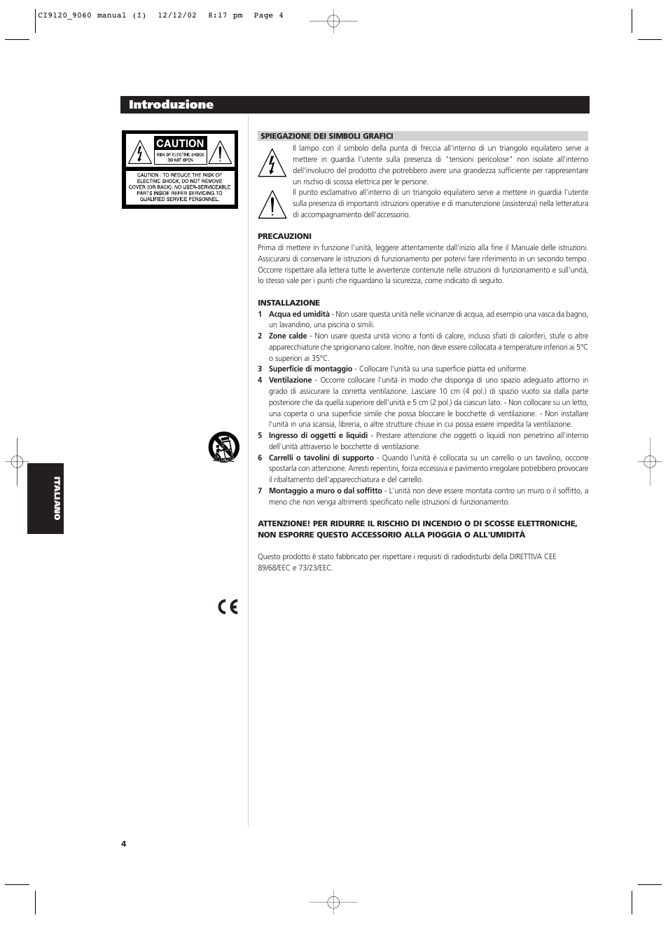 Introduzione | NAD CI9060 User Manual | Page 76 / 146