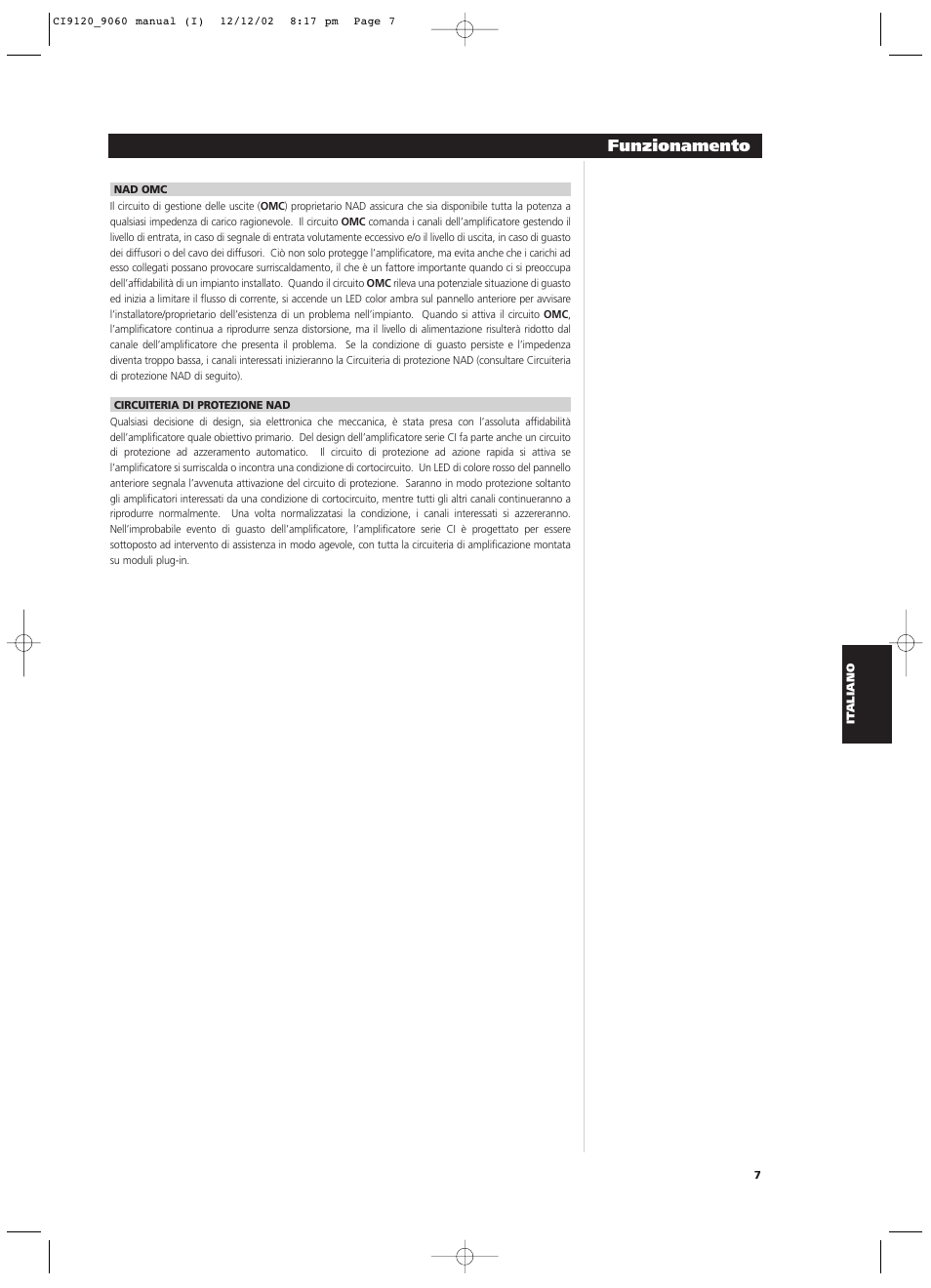 Funzionamento | NAD CI9060 User Manual | Page 79 / 146