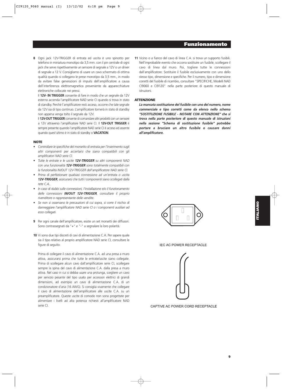 Funzionamento | NAD CI9060 User Manual | Page 81 / 146