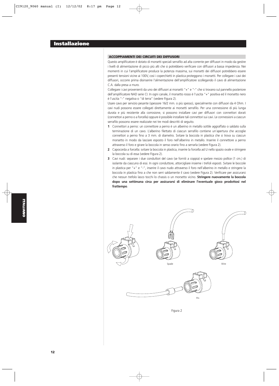 Installazione | NAD CI9060 User Manual | Page 84 / 146