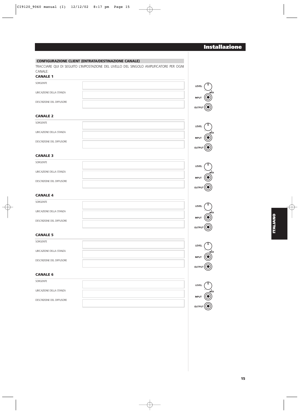 Installazione | NAD CI9060 User Manual | Page 87 / 146