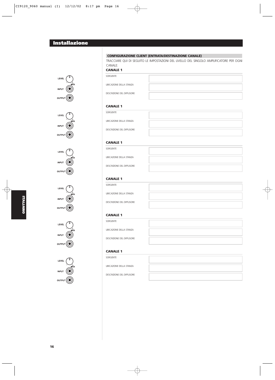 Installazione | NAD CI9060 User Manual | Page 88 / 146