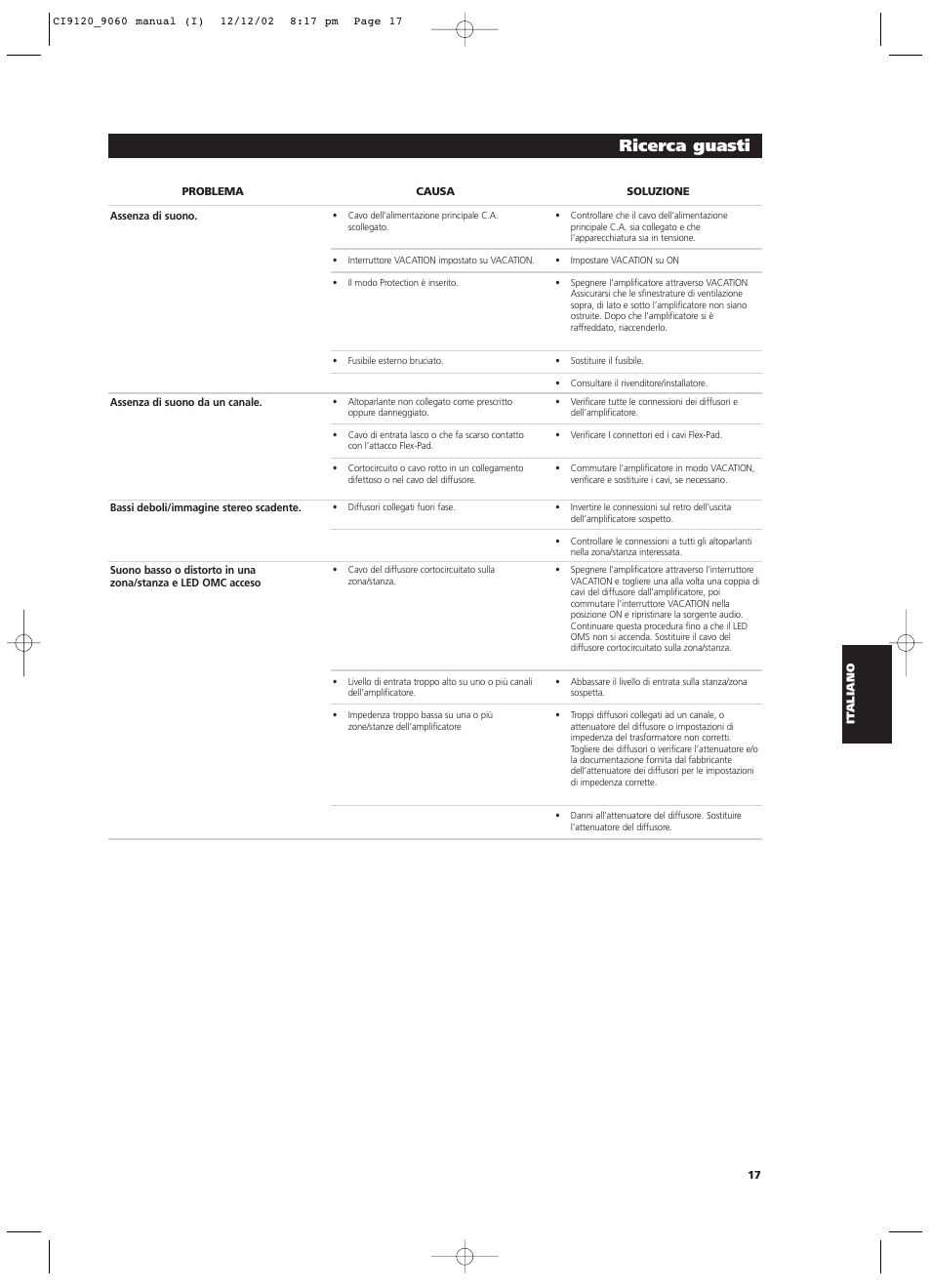 Ricerca guasti | NAD CI9060 User Manual | Page 89 / 146