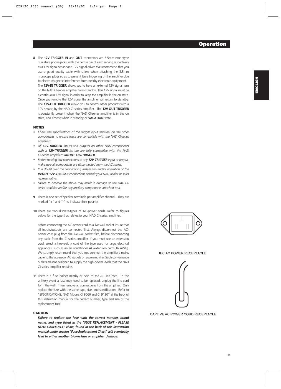 Operation | NAD CI9060 User Manual | Page 9 / 146