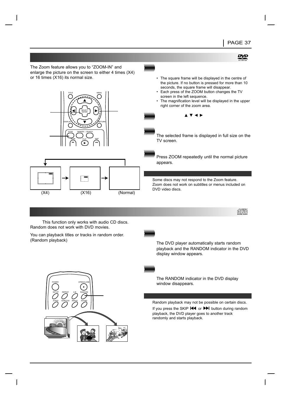 Zoom feature random play | NAD T 531 User Manual | Page 37 / 43