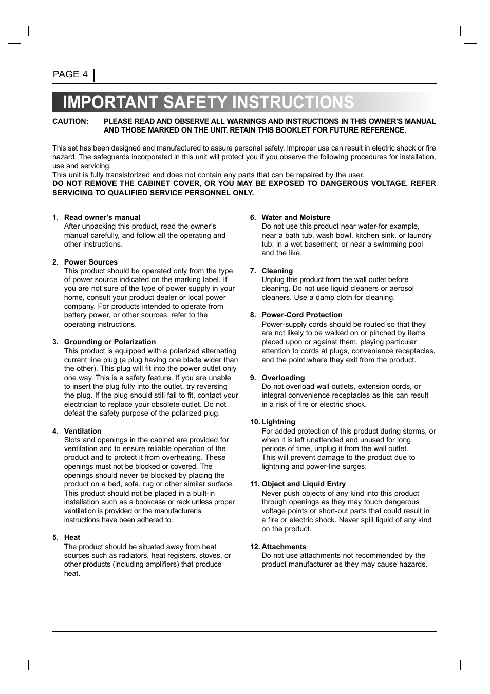 Important safety instructions | NAD T 531 User Manual | Page 4 / 43