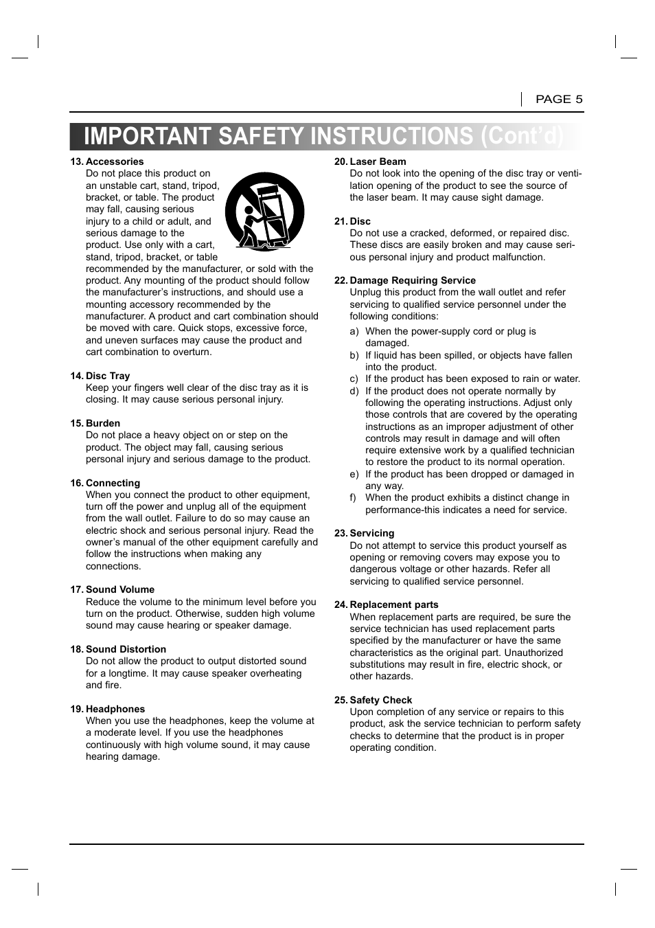 Important safety instructions (cont’d) | NAD T 531 User Manual | Page 5 / 43