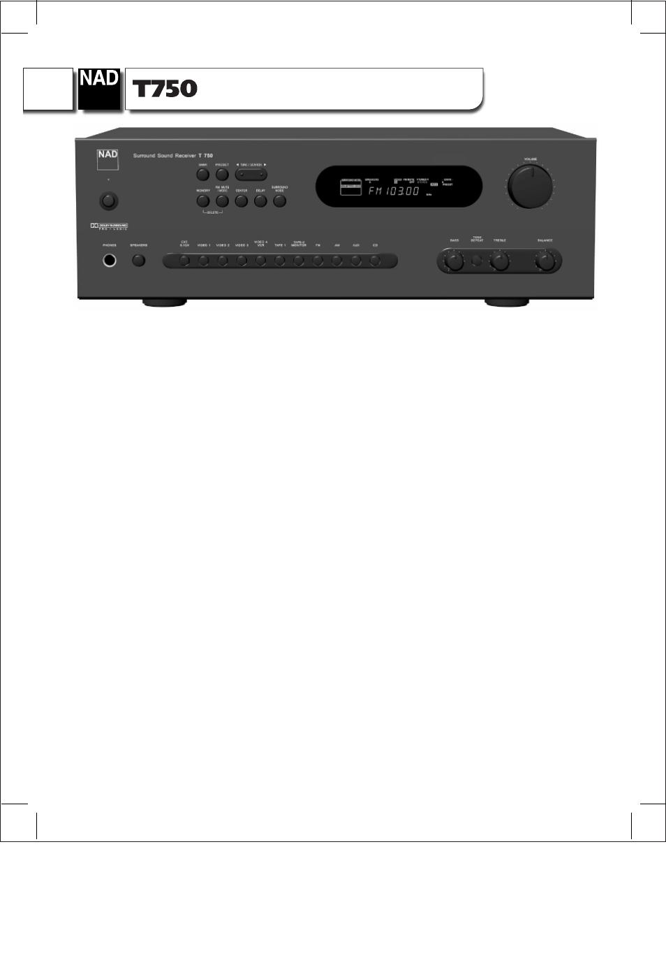 NAD Theater T750 User Manual | 2 pages