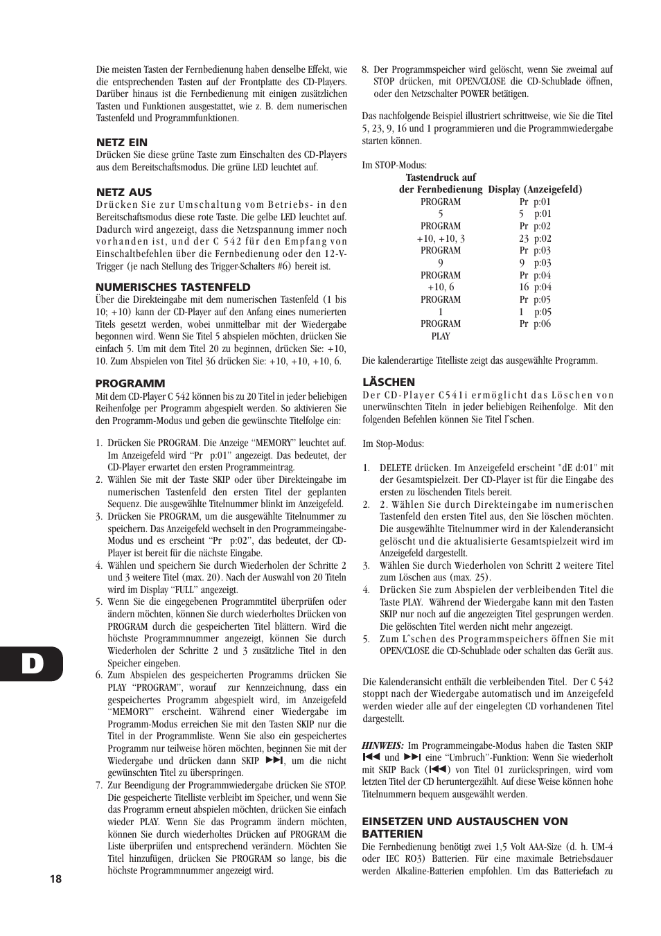 NAD C542 User Manual | Page 18 / 44