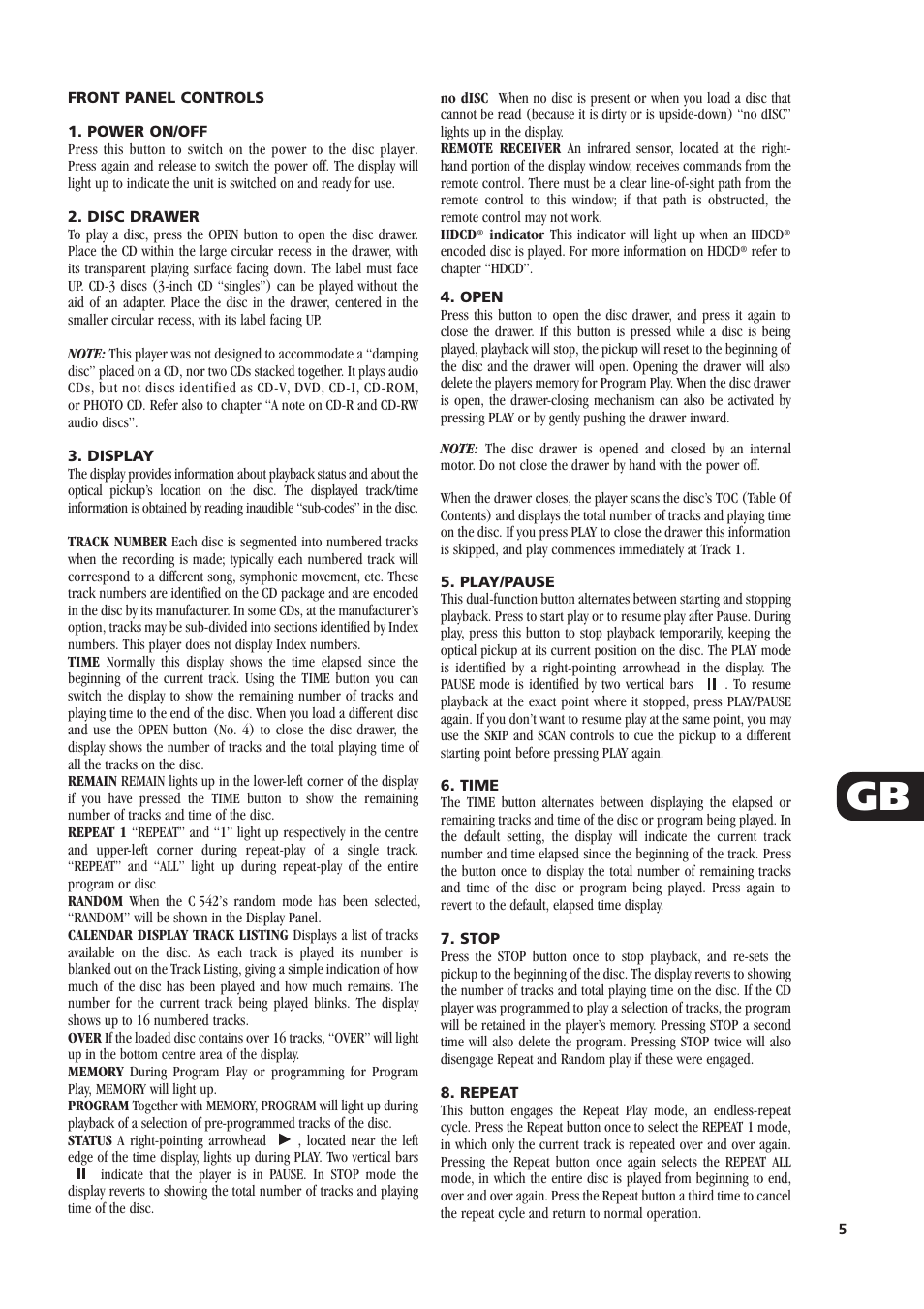 NAD C542 User Manual | Page 5 / 44