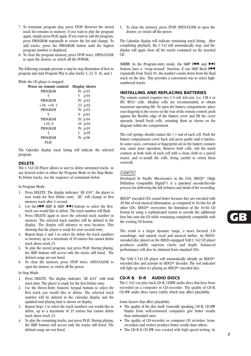 NAD C542 User Manual | Page 7 / 44