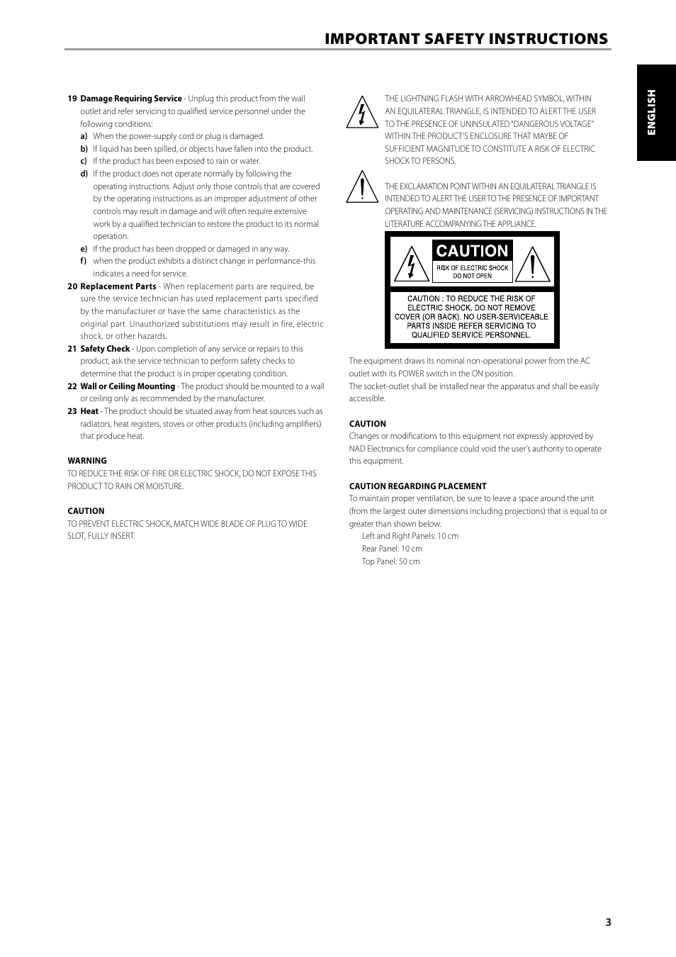 Important safety instructions | NAD C245BEE User Manual | Page 3 / 12