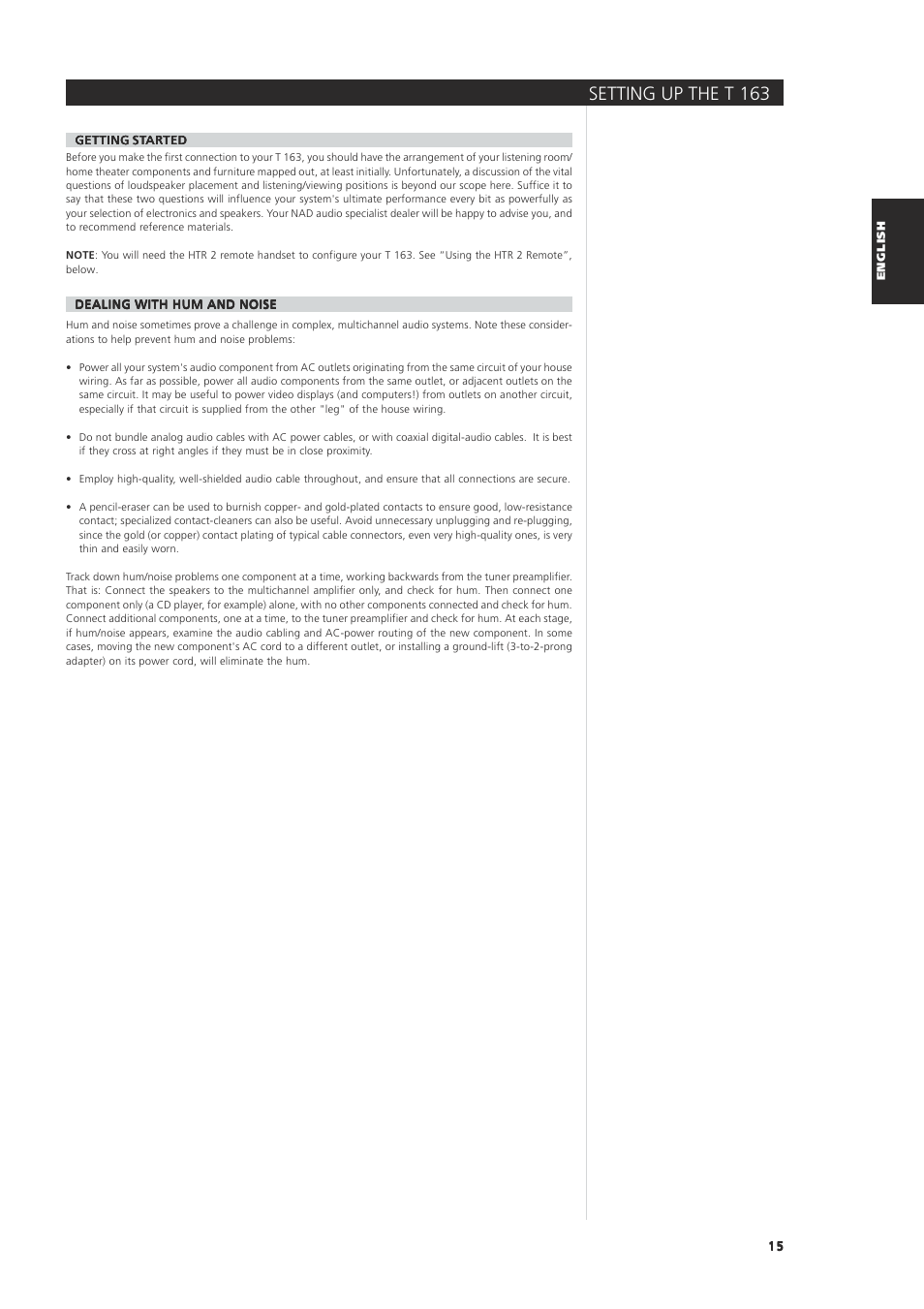 Setting up the t 163 | NAD 163AV User Manual | Page 15 / 33