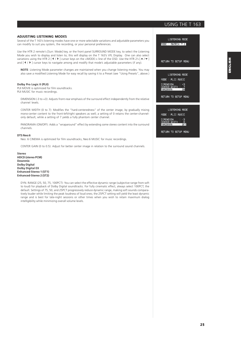 Using the t 163 | NAD 163AV User Manual | Page 25 / 33