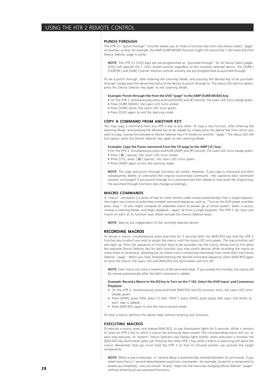 Using the htr 2 remote control | NAD 163AV User Manual | Page 28 / 33