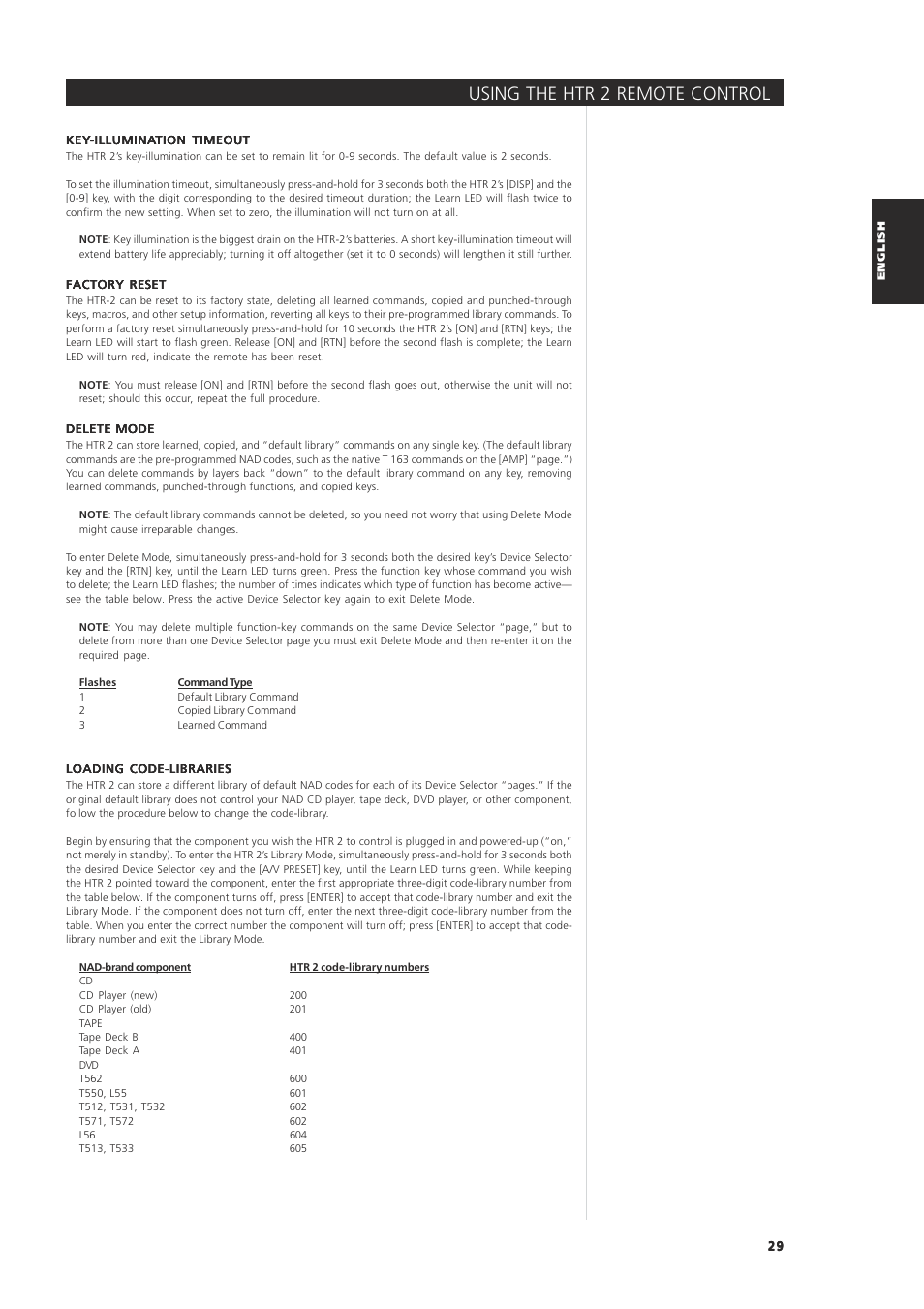 Using the htr 2 remote control | NAD 163AV User Manual | Page 29 / 33