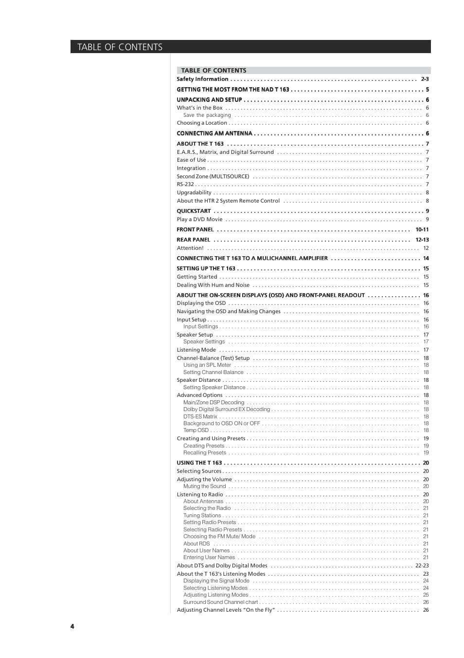 NAD 163AV User Manual | Page 4 / 33