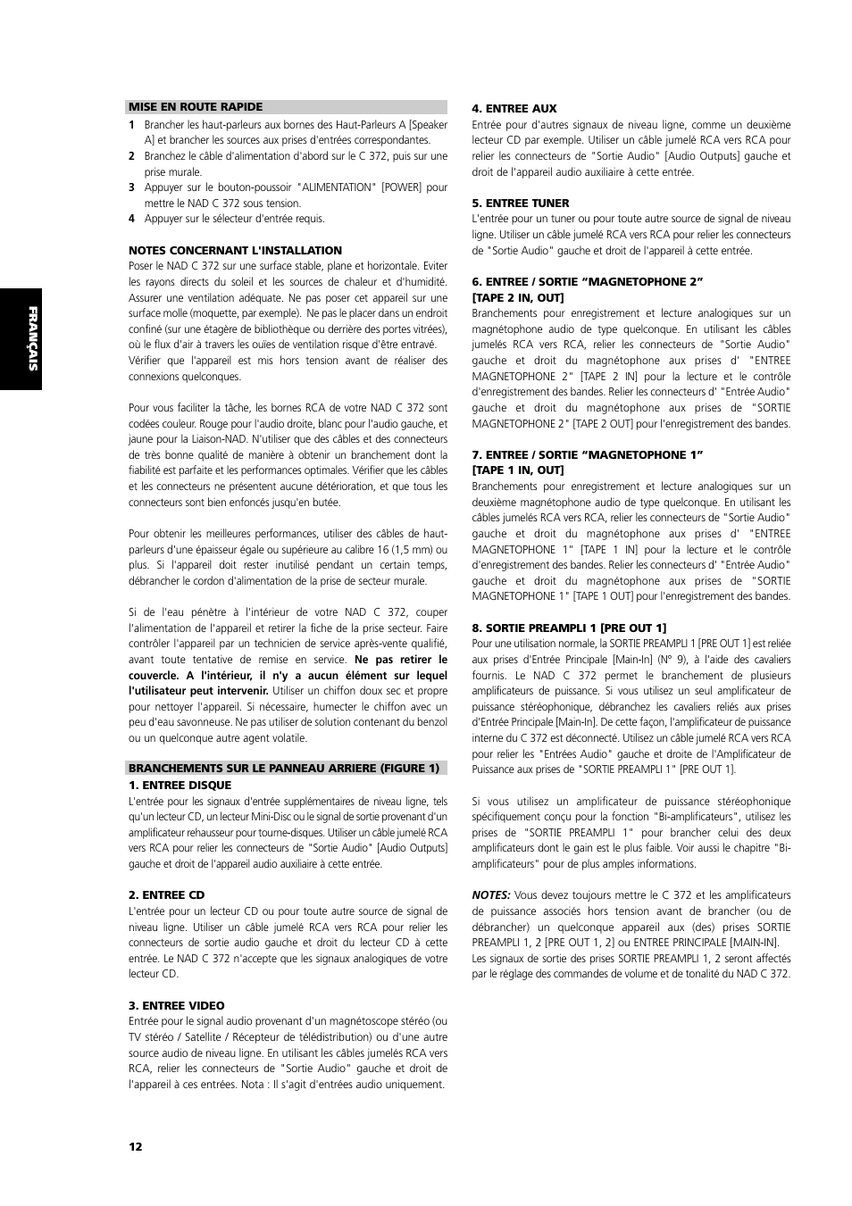 NAD C 372 User Manual | Page 12 / 68