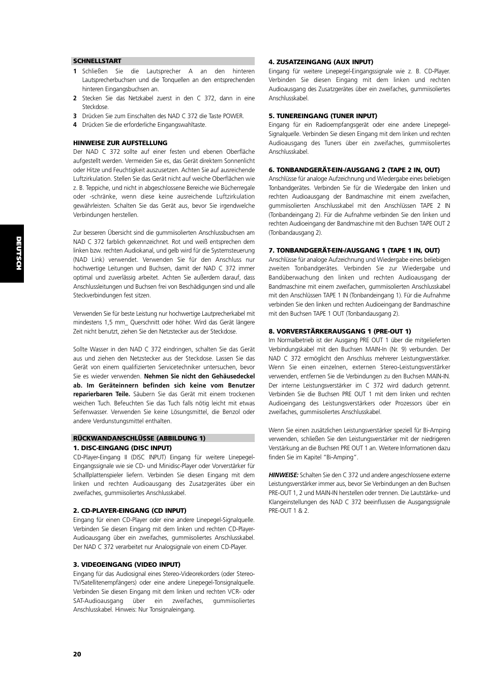 NAD C 372 User Manual | Page 20 / 68