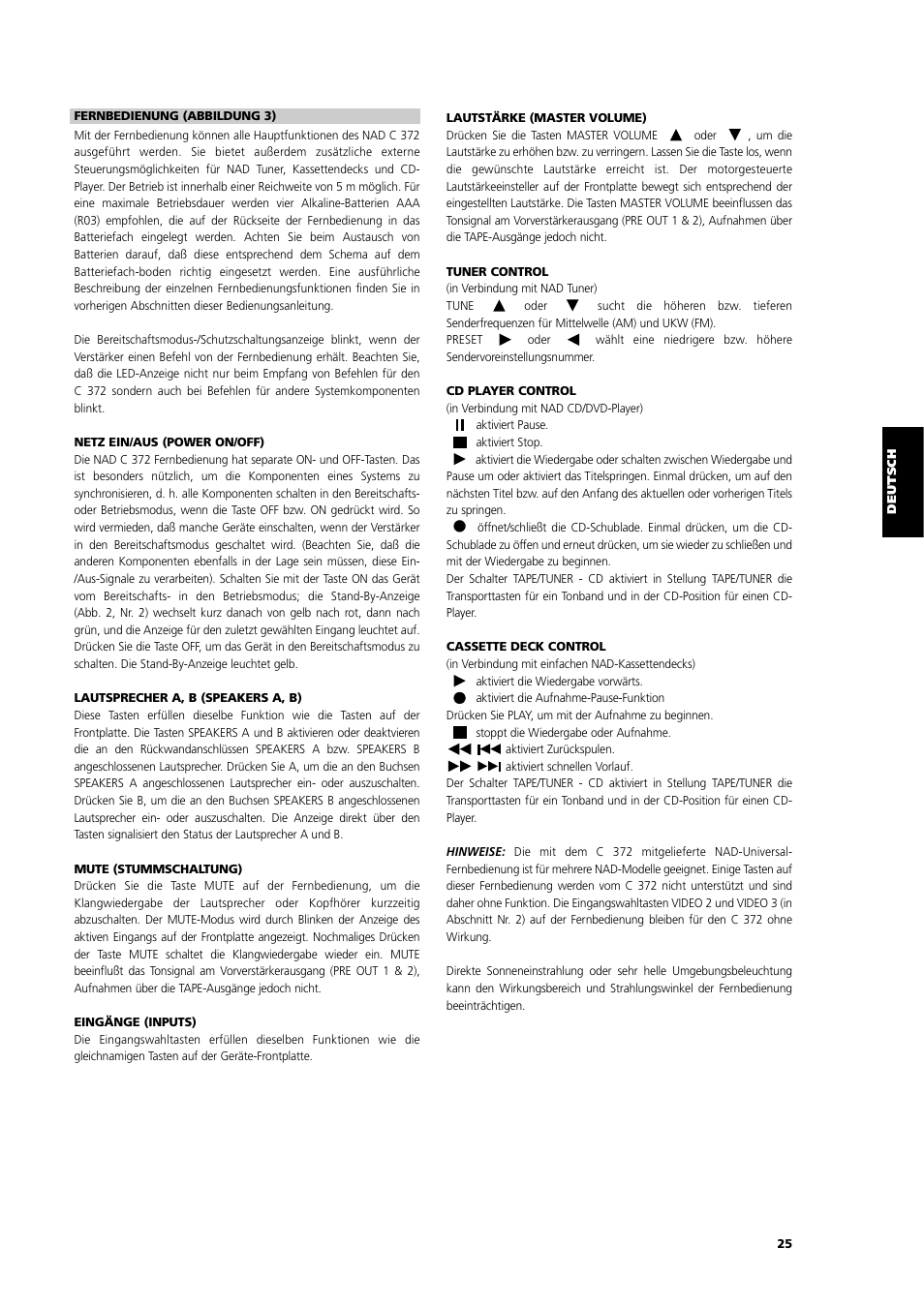 NAD C 372 User Manual | Page 25 / 68