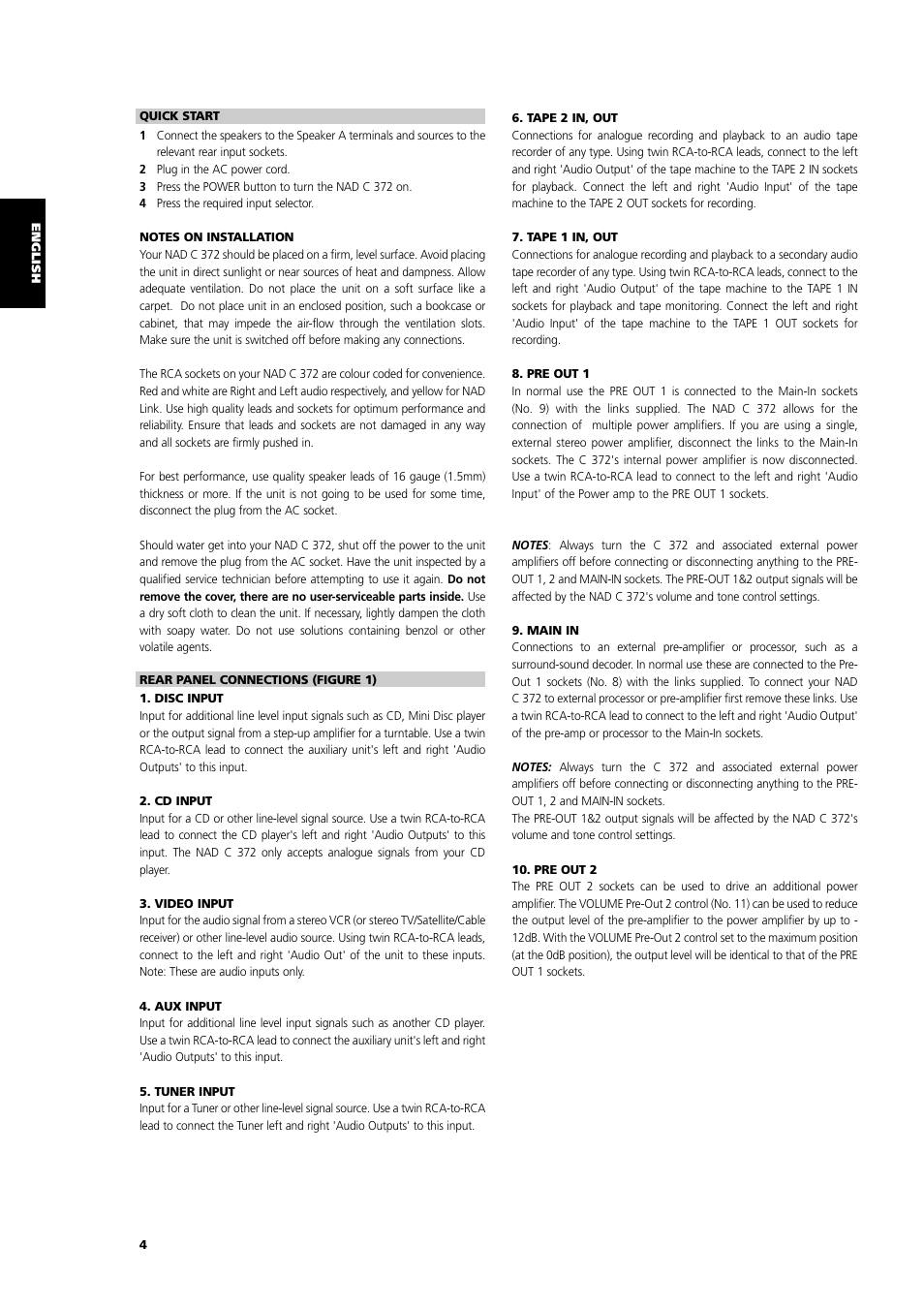 NAD C 372 User Manual | Page 4 / 68