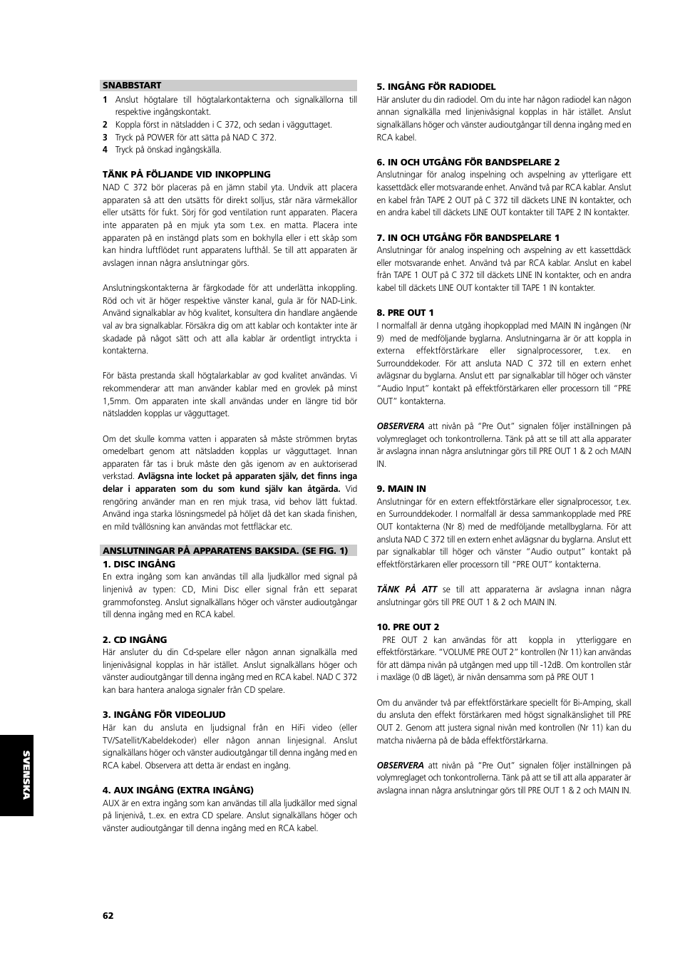NAD C 372 User Manual | Page 62 / 68