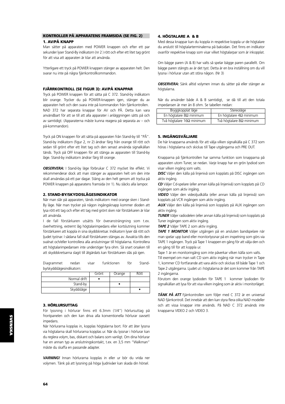NAD C 372 User Manual | Page 64 / 68
